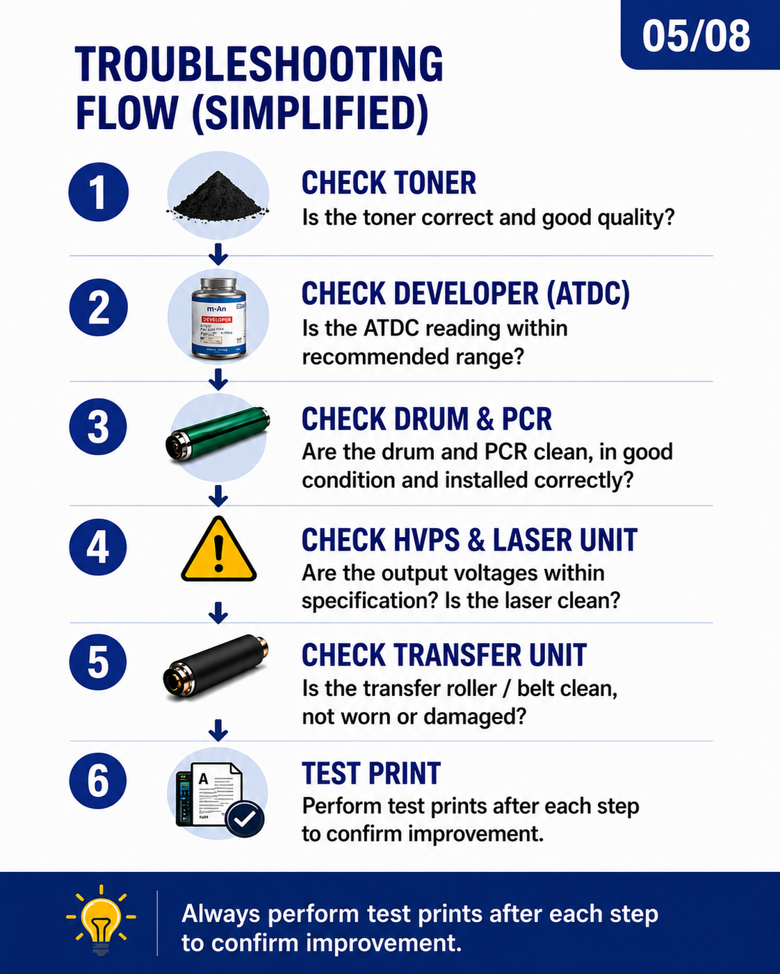 Grey Backgrounding Copier Troubleshooting Flow